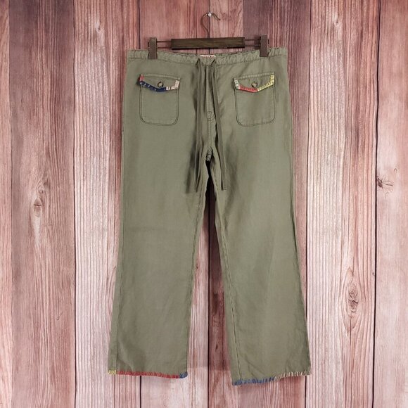 *READ* Johnny Was Womens Size Small Lounger Drawstring Pants Linen Blend Green - Picture 1 of 13